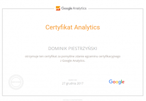 Certyfikat Analytics