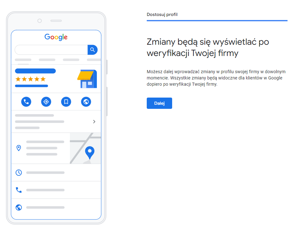 Komunikat z Google Moja Firma