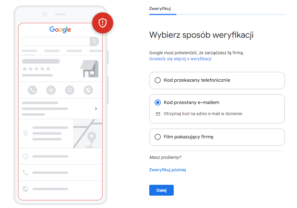 Weryfikacja wizytówki