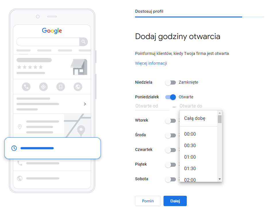 Godziny otwarcia - pracy firmy
